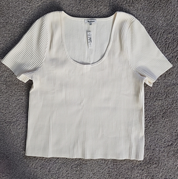 Madewell Ottoman Crop Tee Bright Ivory White 2X - Picture 5 of 6